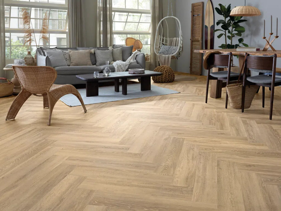 mFLOR 46414 Parva Oak XL Visgraat Piedmont | Dryback lijm PVC